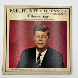 JFK  VINTAGE JOHN FITZGERALD KENNEDY “ A MEMORIAL ALBUM” SPEECH 12” VINYL LP
